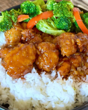 Chicken with rice for Orange Chicken